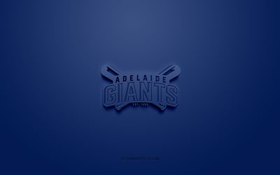 Adelaide Giants, creative 3D logo, blue background, Australian Baseball League, ABF, 3d emblem, Australian Baseball Club, Australia, 3d art, Baseball, Adelaide Giants 3d logo