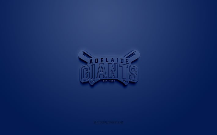 Adelaide Giants, yaratıcı 3D logo, mavi arka plan, Avustralya Beyzbol Ligi, ABF, 3d amblem, Avustralya Beyzbol Kul&#252;b&#252;, Avustralya, 3d sanat, Beyzbol, Adelaide Giants 3d logo