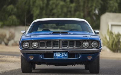 Plymouth Barracuda, 1971, front view, exterior, Plymouth Hemi Cuda, retro cars, American vintage cars, Plymouth