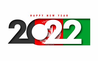 Hyv&#228;&#228; uutta vuotta 2022 Afganistan, valkoinen tausta, Afganistan 2022, Afganistan 2022 Uusi vuosi, 2022 k&#228;sitteet, Afganistan