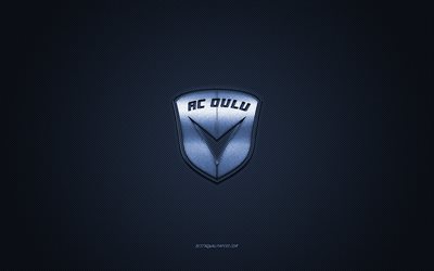 AC Oulu, squadra di calcio finlandese, logo blu, sfondo blu in fibra di carbonio, Veikkausliiga, calcio, Oulu, Finlandia, logo AC Oulu
