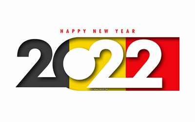 Hyv&#228;&#228; uutta vuotta 2022 Belgia, valkoinen tausta, Belgia 2022, Belgia 2022 Uusi vuosi, 2022 k&#228;sitteet, Belgia