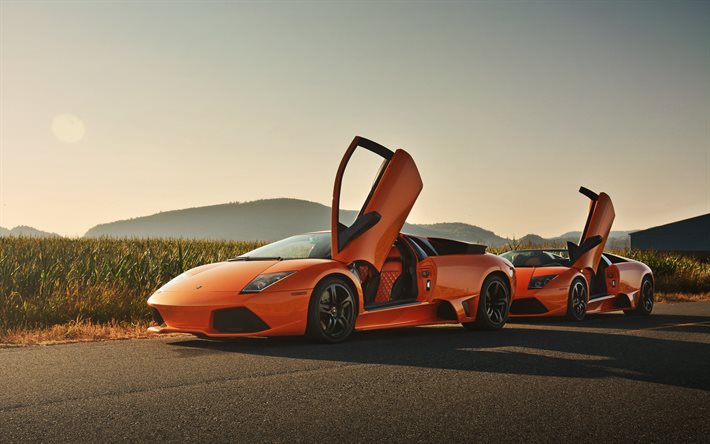 Lamborghini Murcielago LP640 Roadster, edestä, oranssit superautot, ulkopuoli, oranssi LP640, italialaiset urheiluautot, Lamborghini