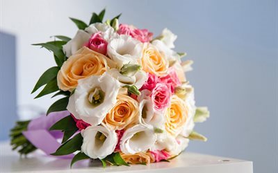 باقات الزفاف, الورود, Eustoma, باقة جميلة