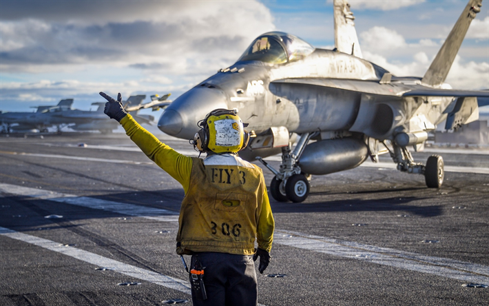 USS Carl Vinson, McDonnell Douglas FA-18, deck fighter, nuclear aircraft carrier, runway, deck, US Army, US Navy, USA
