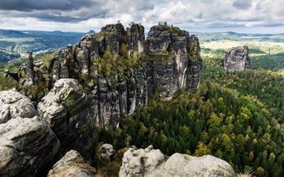 Bad Schandau, rocks, mountain valley, mountain landscape, forest Germany, Saxony