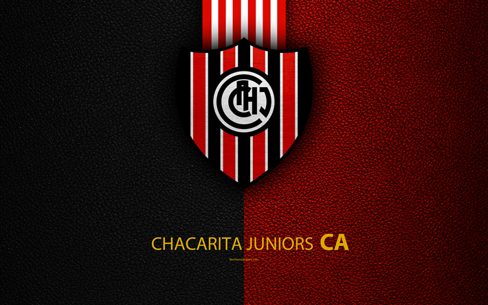 chacarita juniors, 4k, logo, villa maypu, argentinien, leder textur, fu&#223;ball, argentinische fu&#223;ball-club, emblem, superliga, argentinien-fu&#223;ball-em, erste division