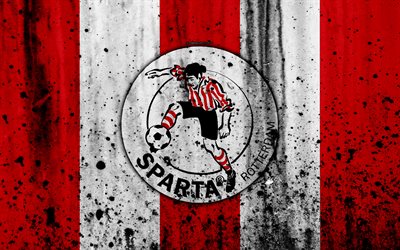 FC Sparta Rotterdam, 4k, Eredivisie, grunge, logo, football, club de football, pays-bas, le Sparta Rotterdam, l&#39;art, la texture de pierre, Sparta Rotterdam FC