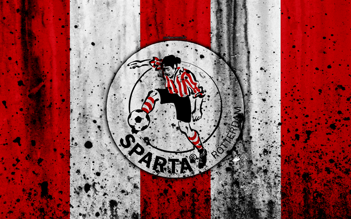 FC Sparta Rotterdam, 4k, Eredivisie, grunge, logo, soccer, football club, Netherlands, Sparta Rotterdam, art, stone texture, Sparta Rotterdam FC