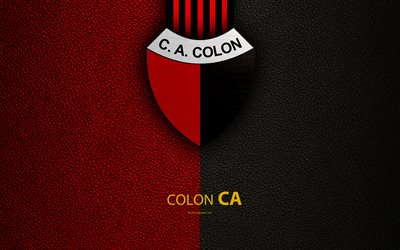 Club Atletico Colon, 4k, logo, Santa Fe, Argentina, leather texture, football, Argentinian football club, emblem, Superliga, Argentina Football Championships, First Division