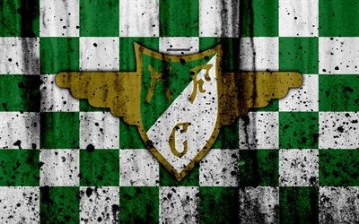 Moreirense FC, 4k, grunge, Primeira Liga, calcio, arte, Portogallo, Moreirense, football club, pietra, texture