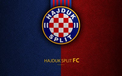Hajduk分割, 4k, エンブレム, 分割, クロアチア, HNL, ロゴ, サッカー, 革の質感, クロアチアのサッカークラブ, クロアチアのサッカー選手権大会, T-Com HNL初