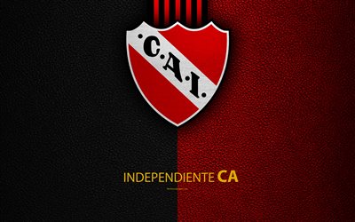 Club Atletico Independiente, 4k, logo, Montserrat, Buenos Aires, Argentina, leather texture, football, Argentinian football club, Independiente FC, emblem, Superliga, Argentina Football Championships, First Division
