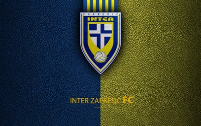 Inter Zapresic, 4k, emblem, HNL, Zapasich, Croatia, logo, football, Zapresic FC, leather texture, Croatian football club, Croatian Football Championship, T-Com Prva HNL
