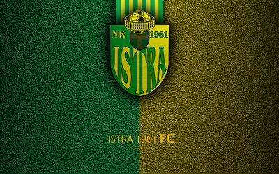 ISTRA 1961, 4k, emblem, HNL, Pula, Croatia, logo, football, ISTRA FC, leather texture, Croatian football club, Croatian Football Championship, T-Com Prva HNL