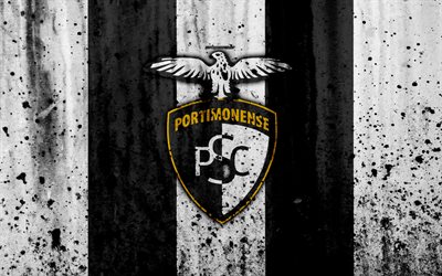 FC Portimonense, 4k, grunge, Primeira Liga, soccer, art, Portugal, Portimonense, football club, stone texture, Portimonense FC