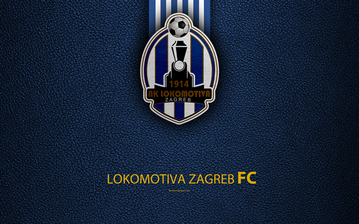 Lokomotiva Zagabria, 4k, emblema, HNL, Zagabria, Croazia, logo, calcio Lokomotiva FC, texture in pelle, croato di calcio club croato per il Campionato di Calcio, T-Com Prva HNL