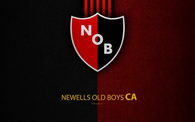 Newells Old Boys, 4k, logo, Rosario, Argentina, leather texture, football, Argentinian football club, FC, emblem, Superliga, Argentina Football Championships, First Division