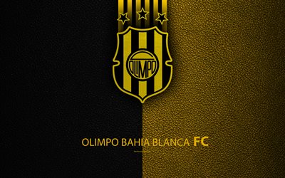 Club Olimpo, 4k, logo, Bahia Blanca, Argentina, leather texture, football, Argentinian football club, Olimpo FC, emblem, Superliga, Argentina Football Championships, First Division