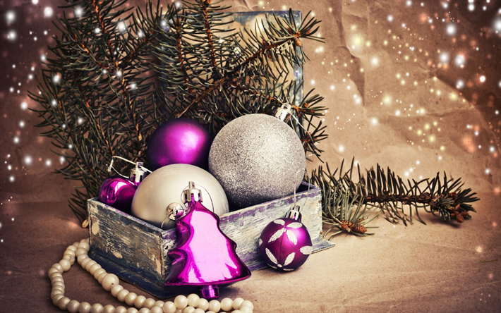 Christmas, xmas tree, New Year, fir-tree, christmas decorations, Happy New Year, xmas
