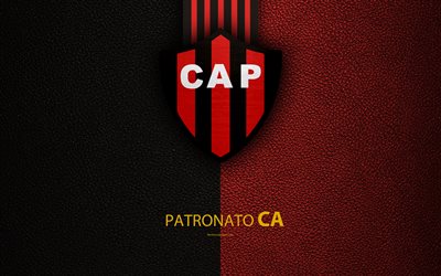 Club Atletico Patronato, 4k, logo, Parana, Argentina, leather texture, football, Argentinian football club, Patronato FC, emblem, Superliga, Argentina Football Championships, First Division
