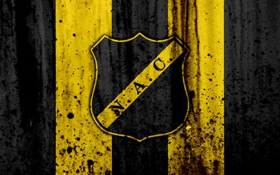 FC Breda, 4k, Eredivisie, grunge, logo, soccer, football club, Netherlands, Breda, art, stone texture, Breda FC