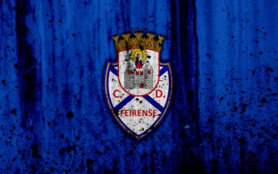 FC Feirense, 4k, grunge, Primeira Liga, soccer, art, Portugal, Feirense, football club, stone texture, Feirense FC
