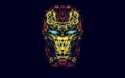 Iron Man, kreativa, abstrakt konst, superhj&#228;lte, Marvel, bl&#229; bakgrund