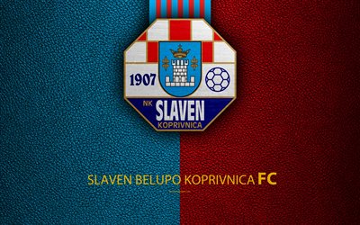 Slaven Belupo Koprivnica, 4k, emblem, HNL, Croatia, logo, football, Slaven Belupo FC, leather texture, Croatian football club, Croatian Football Championship, T-Com Prva HNL