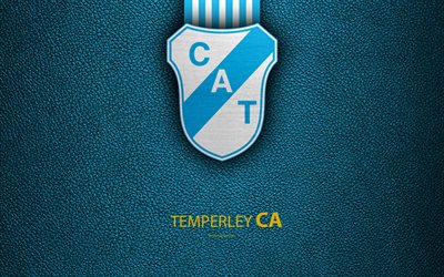 Club Atletico Temperley, 4k, logo, Buenos Aires, Argentina, leather texture, football, Argentinian football club, Temperley FC, emblem, Superliga, Argentina Football Championships, First Division