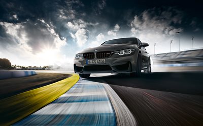 BMW M3 CS, 4k, deriva, 2018 carros, F80, supercarros, pista de rolamento, novo M3, BMW