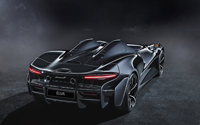 2021, McLaren Elva, rear view, exterior, new black Elva, supercar, British sports cars, McLaren