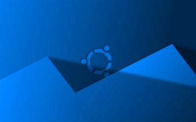 Ubuntu logo bleu, 4k, cr&#233;atif, Linux, bleu mat&#233;riel de conception, logo Ubuntu, marques, Ubuntu