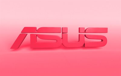 Asus pink logo, creative, pink blurred background, minimal, Asus logo, artwork, Asus