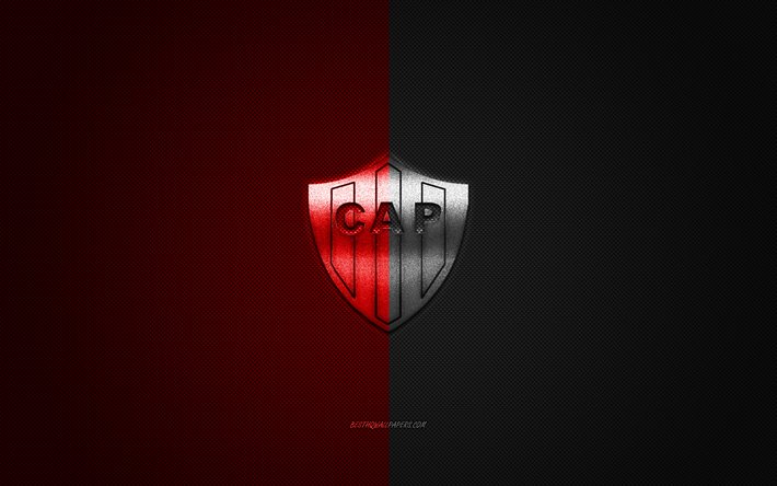 Club Atletico Patronato, l&#39;Argentin du club de football, l&#39;Argentine Primera Division, le noir et le logo rouge, de noir et de rouge en fibre de carbone de fond, football, Parana, en Argentine, CA Patronato logo