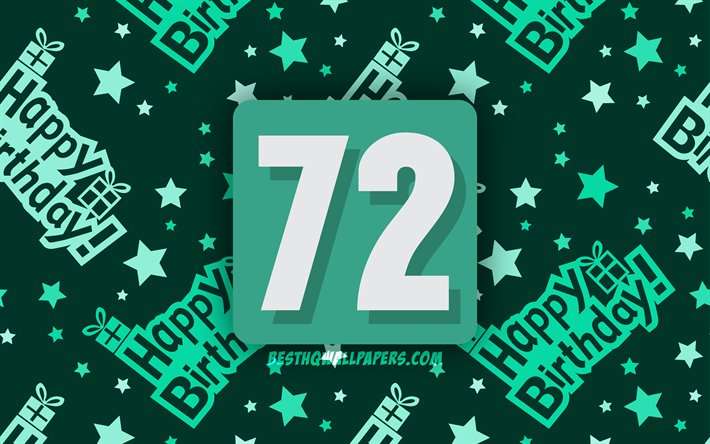 4k, 嬉しいの72年の誕生日, ターコイズブルーの概要を背景, 誕生パーティー, 最小限の, 72歳の誕生日, 嬉しい72歳の誕生日, 作品, 誕生日プ, 72誕生パーティー
