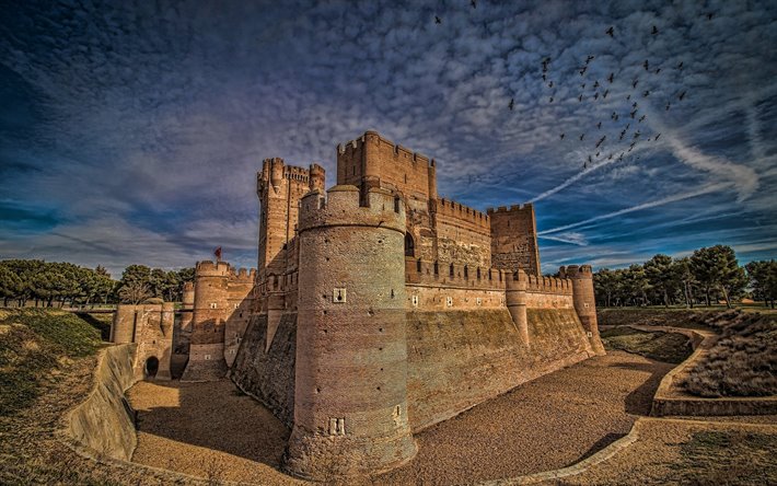 Slottet La Mota, HDR, spanska landm&#228;rken, Valladolid, Spanien, Europa