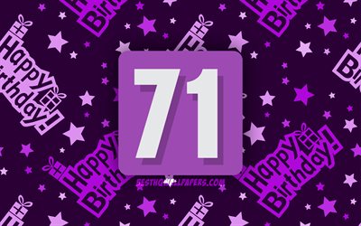 4k, 嬉しいで71年に誕生日, 紫抽象的背景, 誕生パーティー, 最小限の, 71歳の誕生日, 嬉しい71歳の誕生日, 作品, 誕生日プ, 第71回の誕生日パーティー
