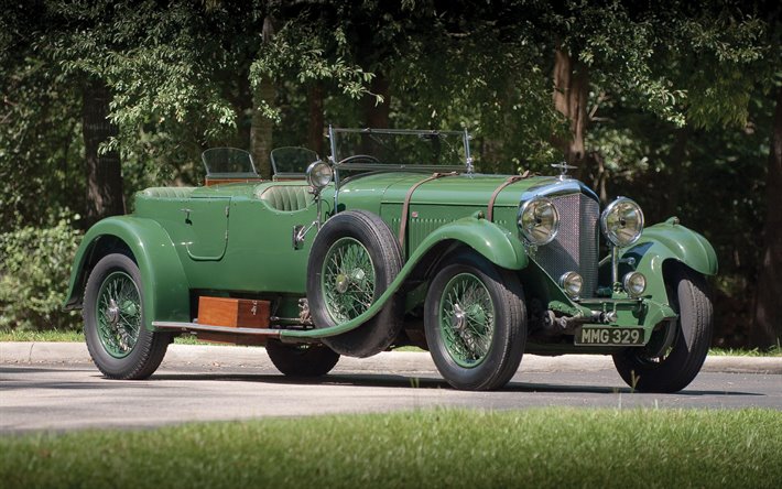 1931, Bentley 4, retro bilar, gr&#246;na konvertibla, gr&#246;n, brittiska bilar, Bentley