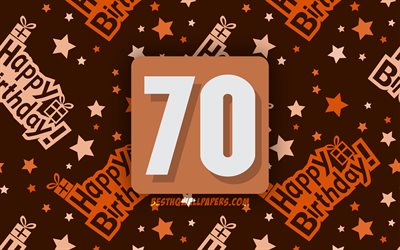 4k, Happy 70 Years Birthday, orange abstract background, Birthday Party, minimal, 70th Birthday, Happy 70th birthday, artwork, Birthday concept, 70th Birthday Party