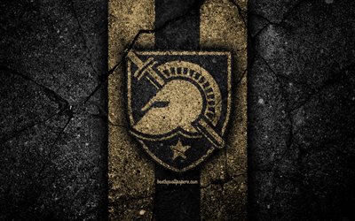 Army Black Knights, 4k, &#233;quipe de football am&#233;ricain, NCAA, pierre noire brune, Etats-Unis, texture d’asphalte, football am&#233;ricain, logo de chevaliers noirs d’arm&#233;e
