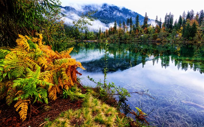 クレスタ湖, 4K, アルプス山脈, 秋, 山地, クレスタゼー, スイス, 美しい自然, ヨーロッパ