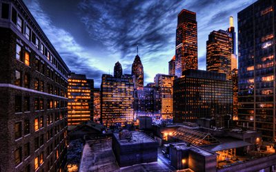 Philadelphia, winter, HDR, buildings, cityscapes, Pennsylvania, american cities, USA, America