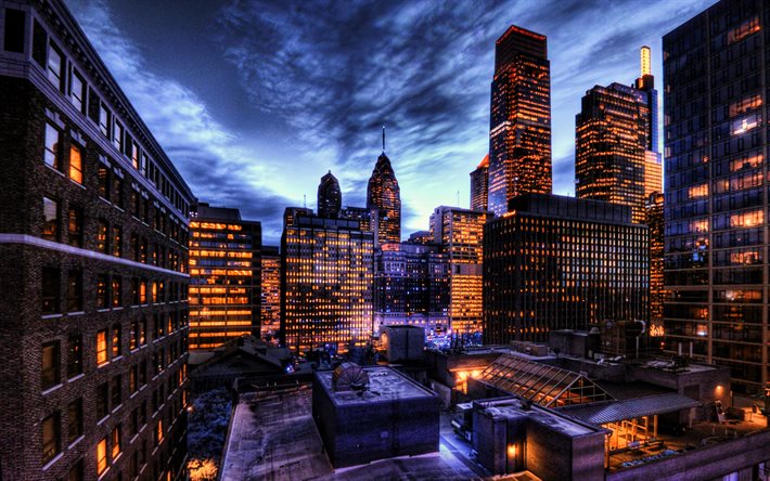 Philadelphia, talvi, HDR, rakennukset, kaupunkimaisemat, Pennsylvania, amerikkalaiset kaupungit, USA, Amerikka