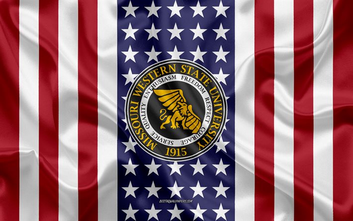 جامعة ولاية ميسوري الغربية شعار, علم الولايات المتحدة, شعار جامعة ولاية ميسوري الغربية, سانت يوسف, ميسوري, الولايات المتحدة الأمريكية, جامعة ولاية ميسوري الغربية