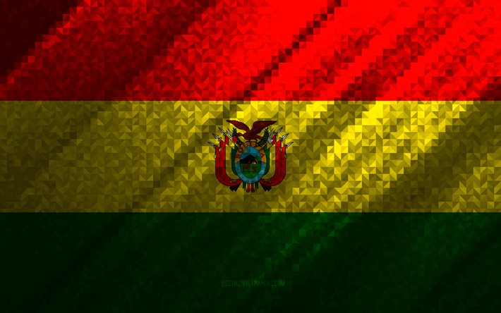 Bandiera della Bolivia, astrazione multicolore, bandiera mosaico Bolivia, Bolivia, arte del mosaico, bandiera Bolivia