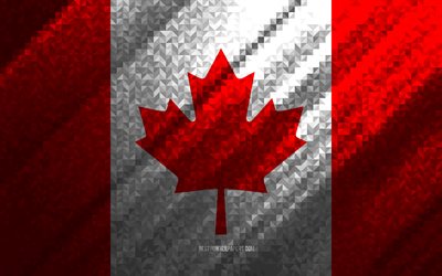 Flag of Canada, multicolored abstraction, Canada mosaic flag, Canada, Canadian flag, mosaic art, Canada flag