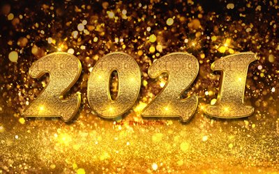 4k, 2021 yeni yıl, 3B sanat, 2021 altın parıltı basamak, 2021 kavram, altın parıltı arka plan &#252;zerinde 2021, 2021 3B basamak, 2021 yılı basamak, Mutlu Yıllar 2021