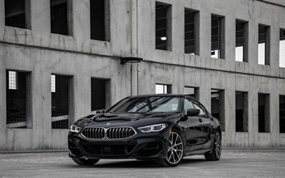 2021, BMW 8, G16, exterior, front view, black coupe, new black BMW 8, M850i xDrive, BMW