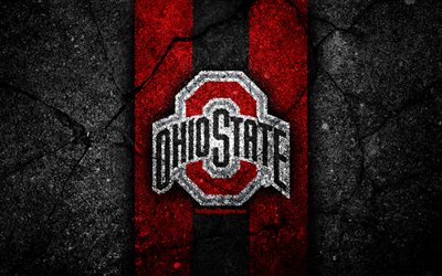 Ohio State Buckeyes, 4k, &#233;quipe de football am&#233;ricain, NCAA, pierre noire rouge, USA, texture d&#39;asphalte, football am&#233;ricain, logo Ohio State Buckeyes